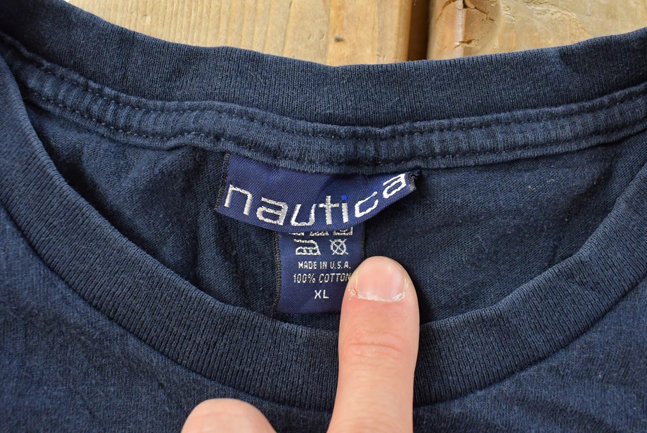 Vintage 1990s Nautica Spellout Graphic T Shirt Men's XL / Big Box Logo Print / 80s / 90s / Streetwear / Preppy / Made In USA