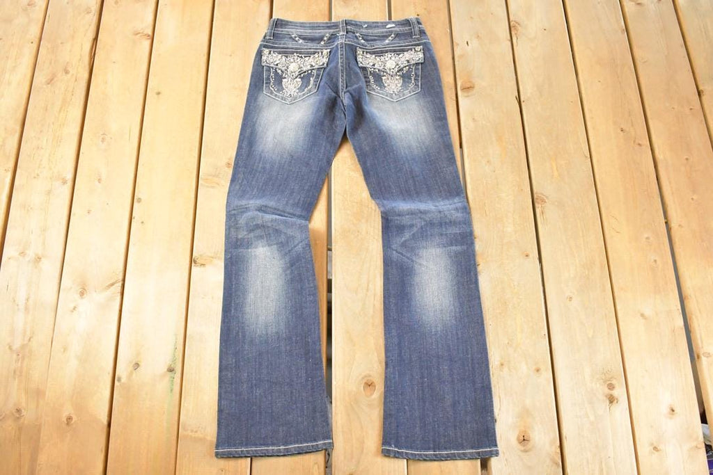 Vintage Deadstock Y2K Grace In LA Bedazzled Bootcut Low Rise Skinny Jeans Women's Size 27 x 32