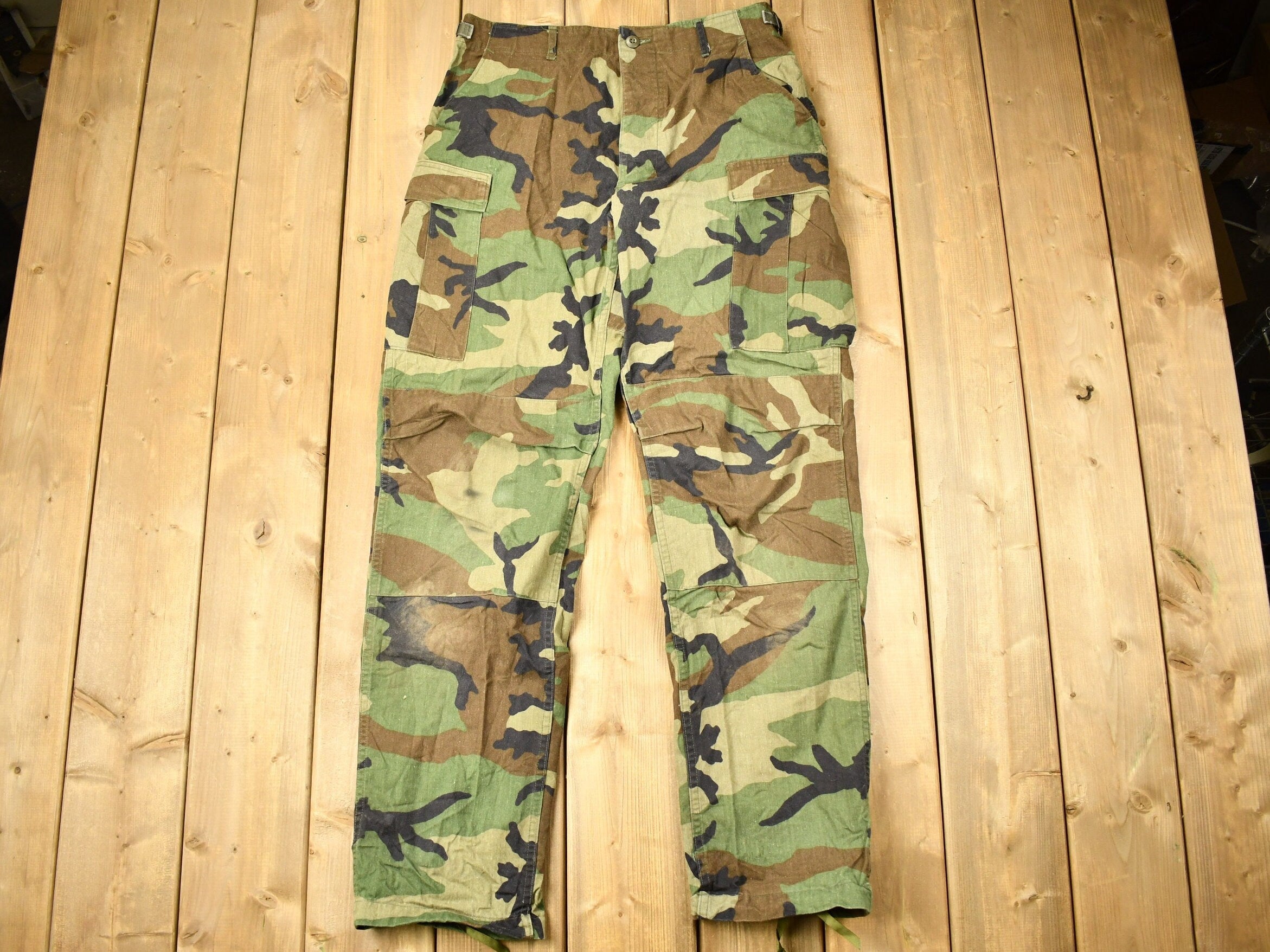 Vintage 2001 Military Woodland Camouflage Cargo Pocket Pants Size 34 x 31