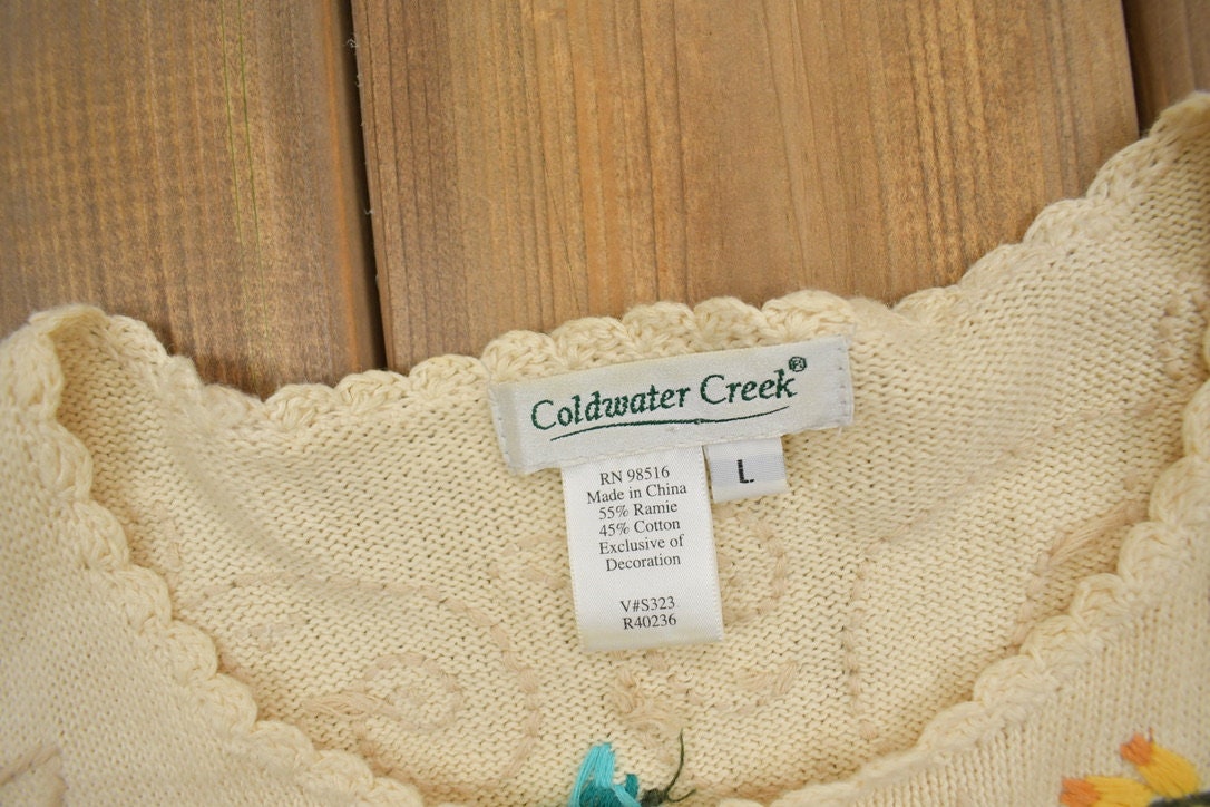 Vintage 1990s Coldwater Creek Floral Knit Cardigan Sweater