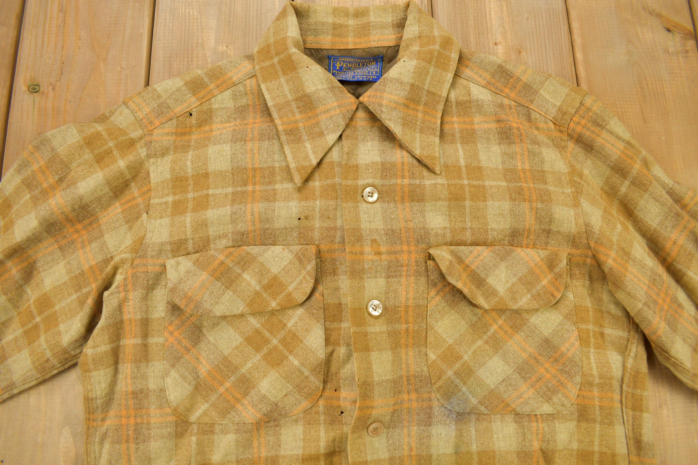 Vintage 1960s Pendleton Plaid Button Up Board Shirt