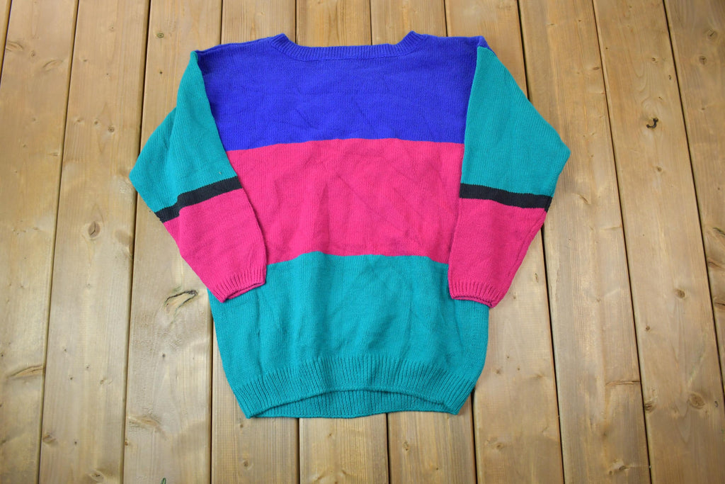 Vintage 1990s Lee Wight Collection Knit Crewneck Sweater / 90s Crewneck / Made In USA / Preppy