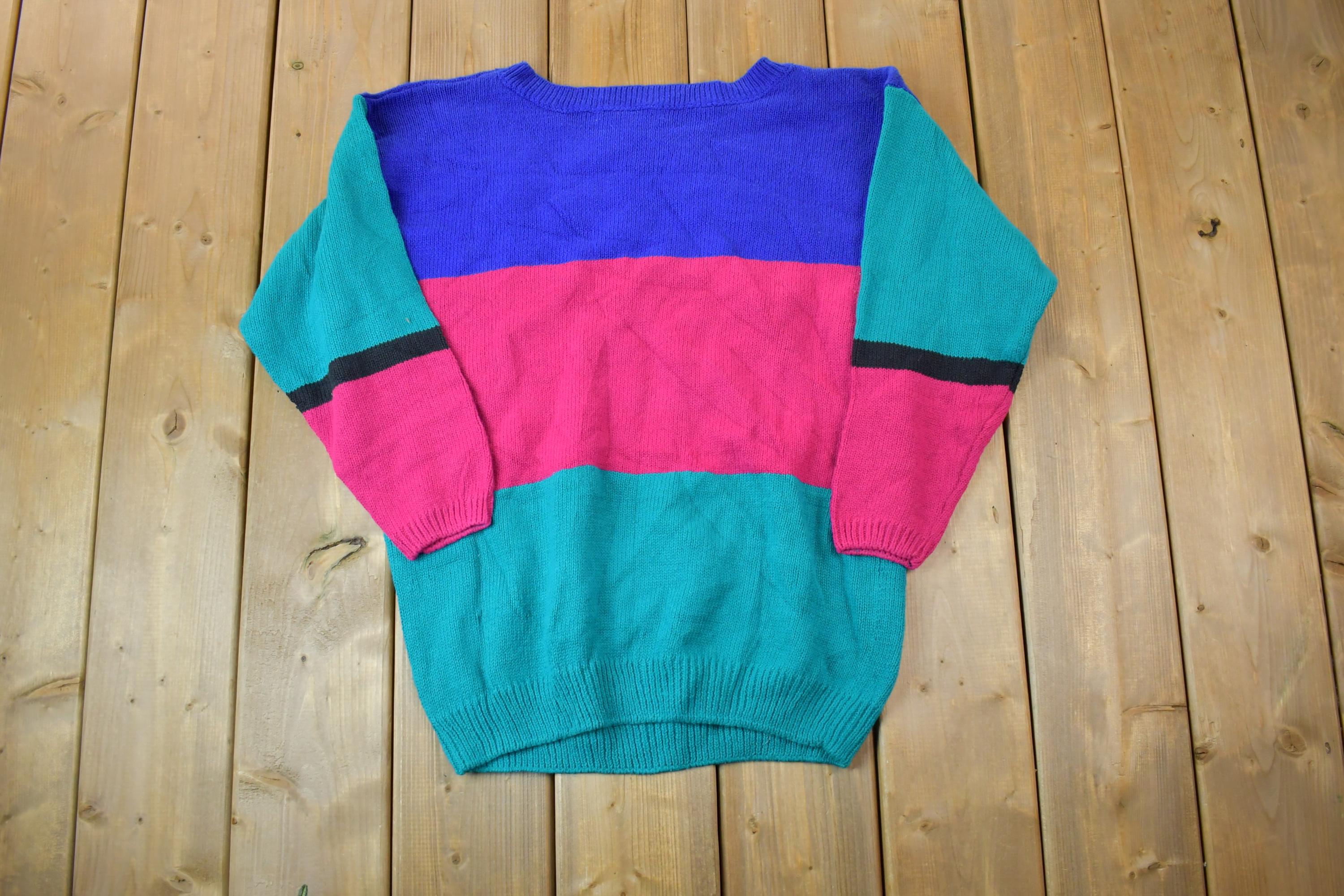 Vintage 1990s Lee Wight Collection Knit Crewneck Sweater / 90s Crewneck / Made In USA / Preppy