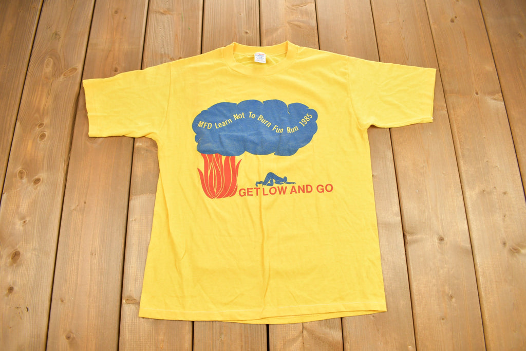 Vintage 1985 MFD Learn Not To Burn Fun Run Graphic T Shirt