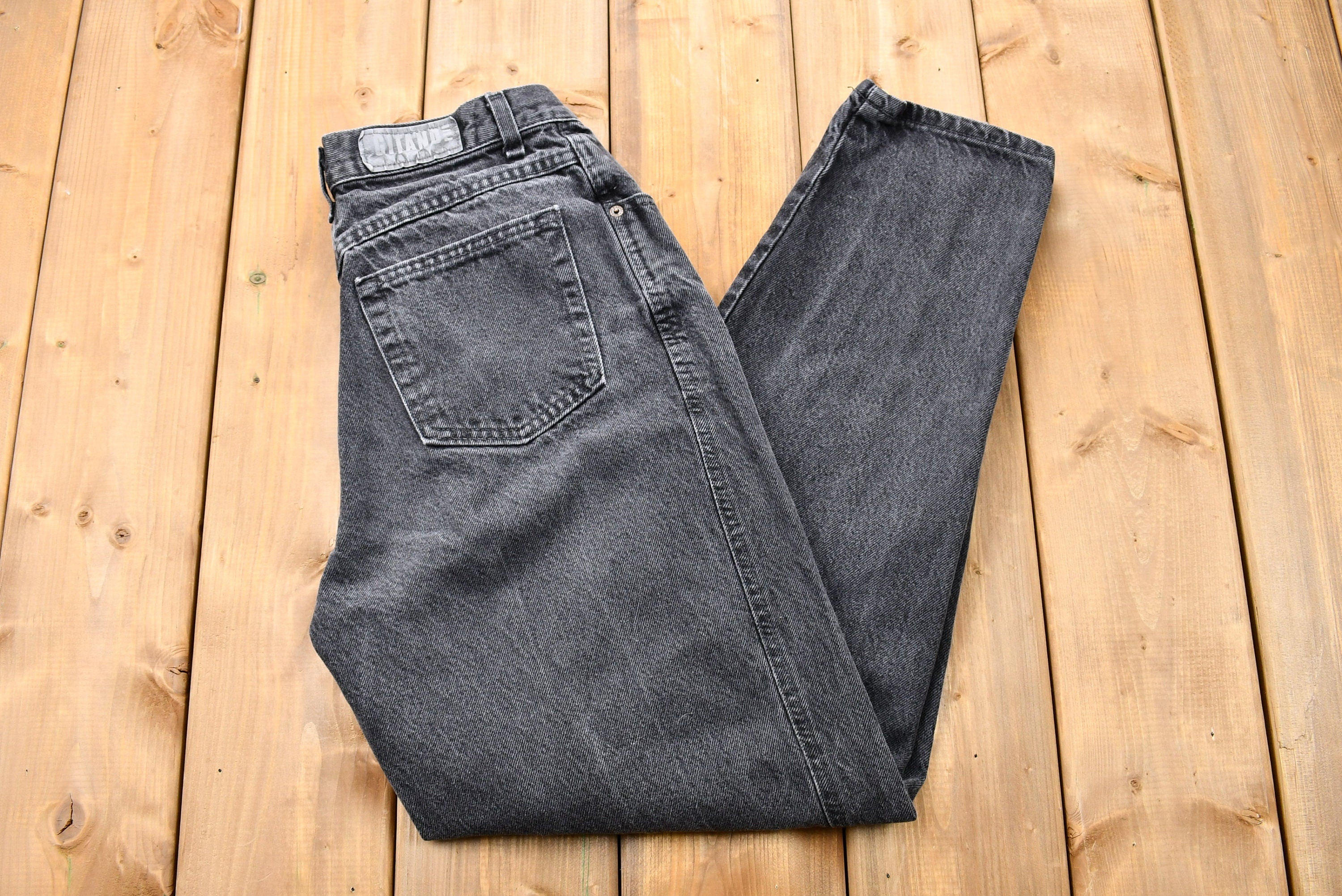 Vintage 1980s Gitano Black Wash Relaxed Tapered Mom Jeans