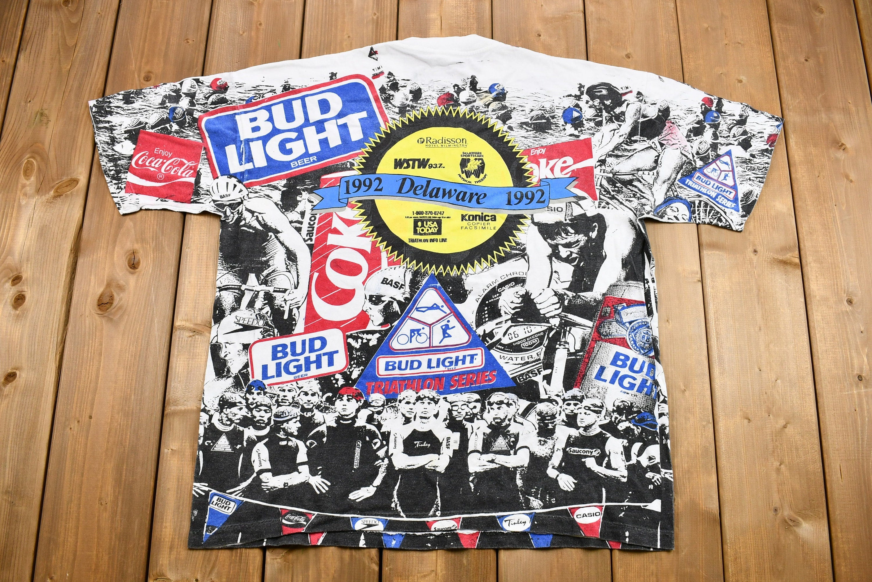 Vintage 1992 Bud Light Triathlon Series Delaware Graphic T-Shirt