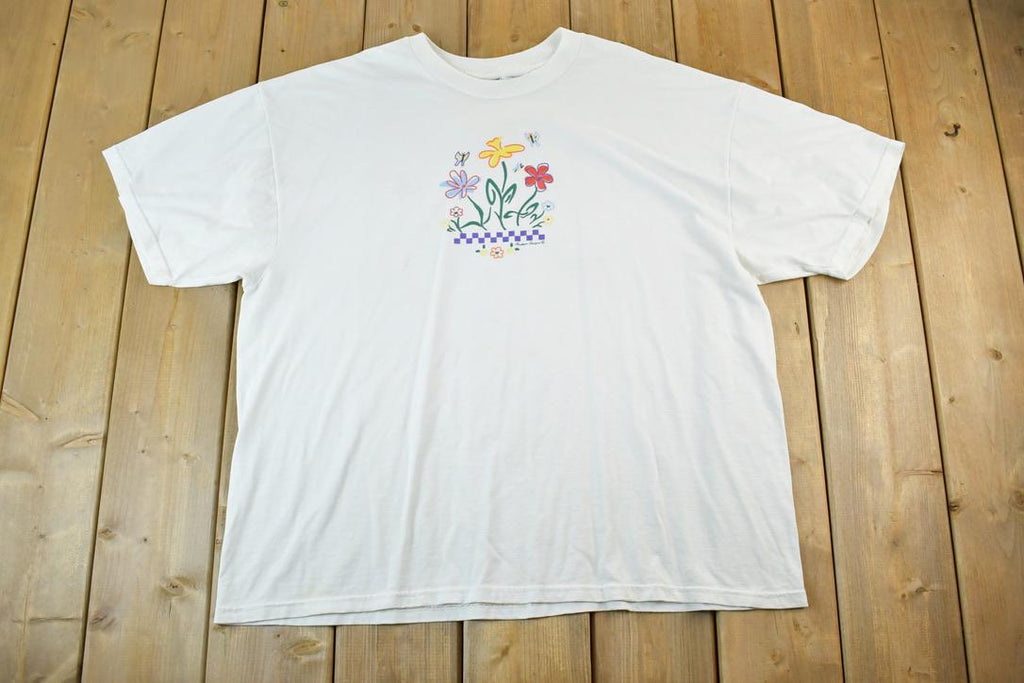 Vintage 1990s Floral Souvenir Single Stitch Graphic Print T-Shirt Made In USA