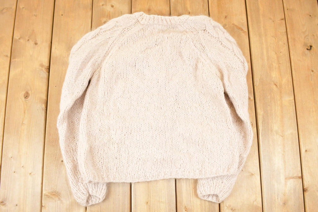 Vintage 1970s Daytons Hand Cable Knit V Neck Sweater Women's S