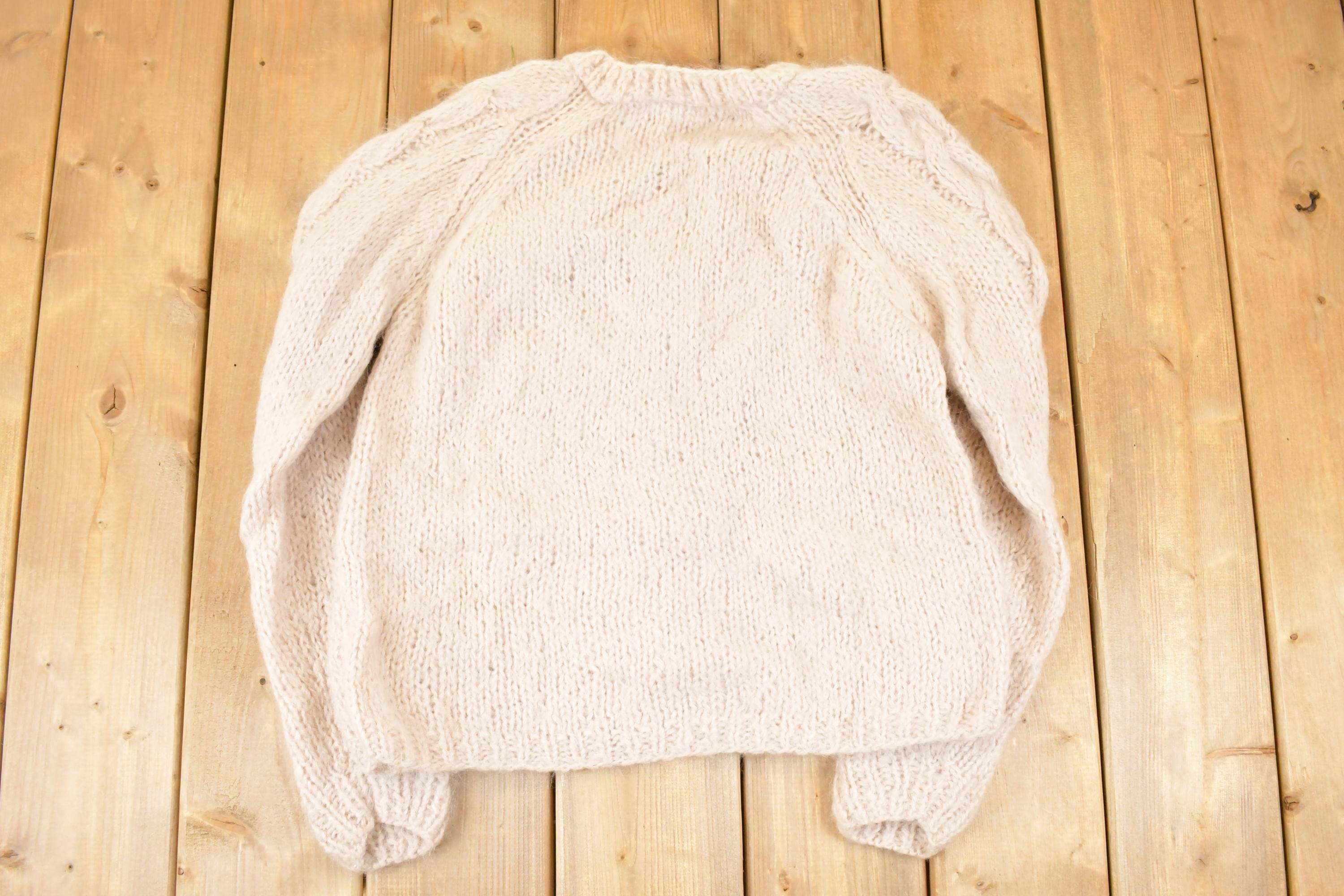 Vintage 1970s Daytons Hand Cable Knit V Neck Sweater Women's S