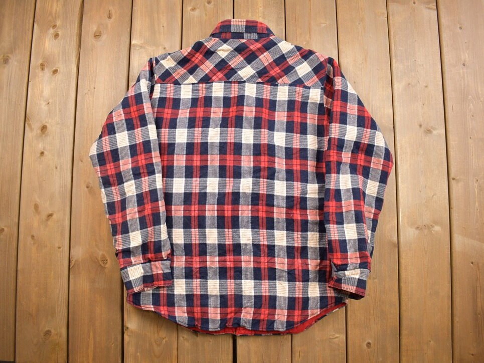 Vintage 1990s Diamond Quilt Lined Plaid Button Up Shirt