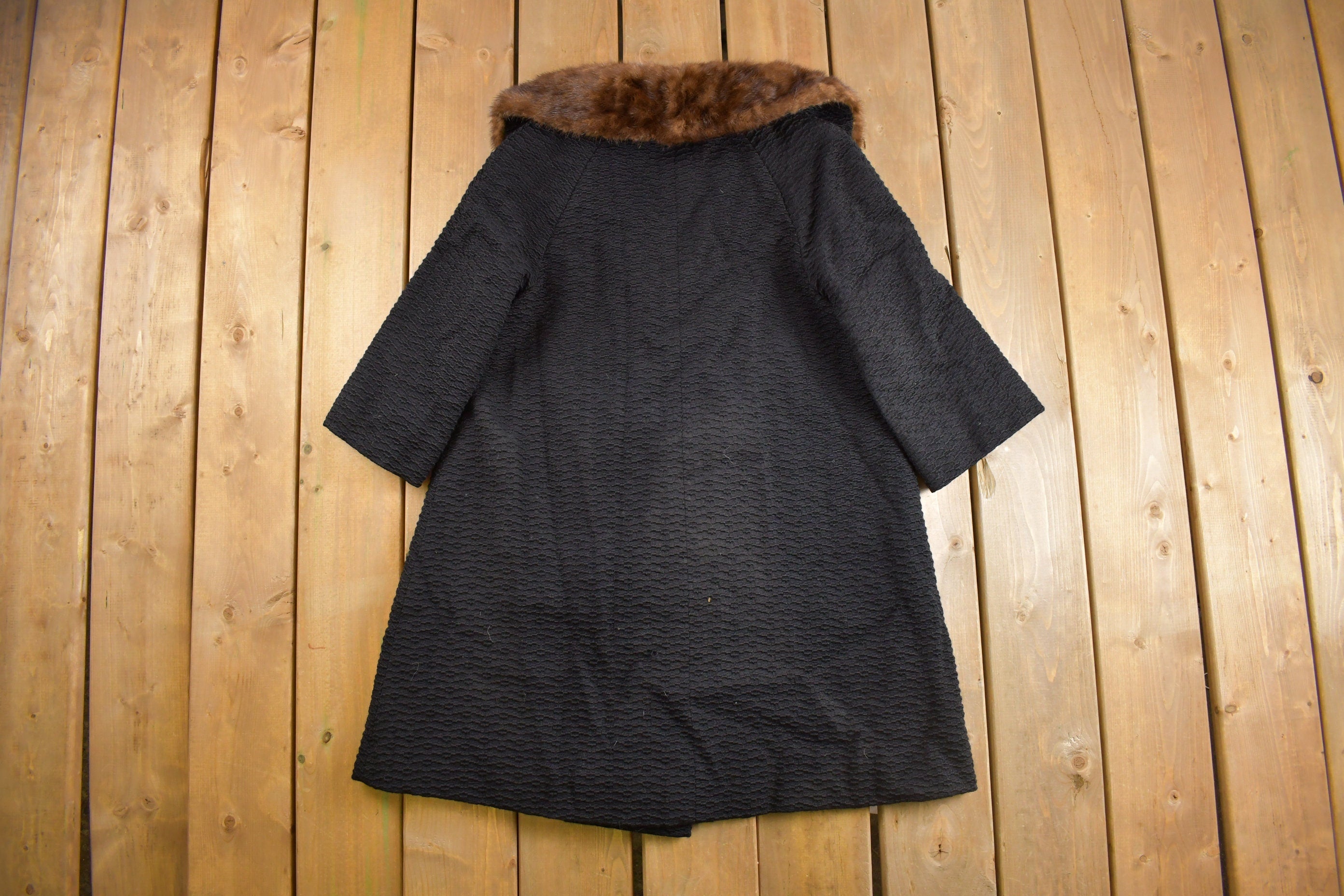Vintage 1980s Robertsons Fleetwood Fur Collar Over Coat