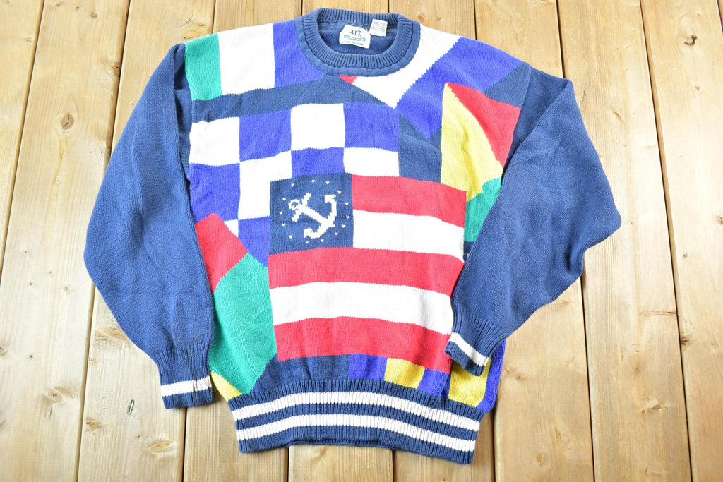 Vintage 1990s Van Heusen 417 Yachting Knit Crewneck Sweater Mens M