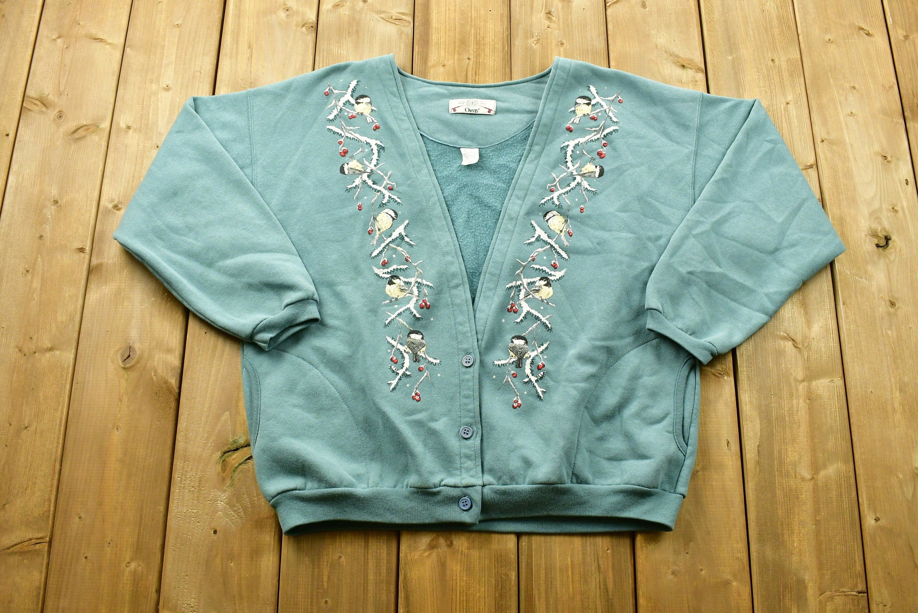 Vintage 90's Bird Graphic Cardigan Sweater