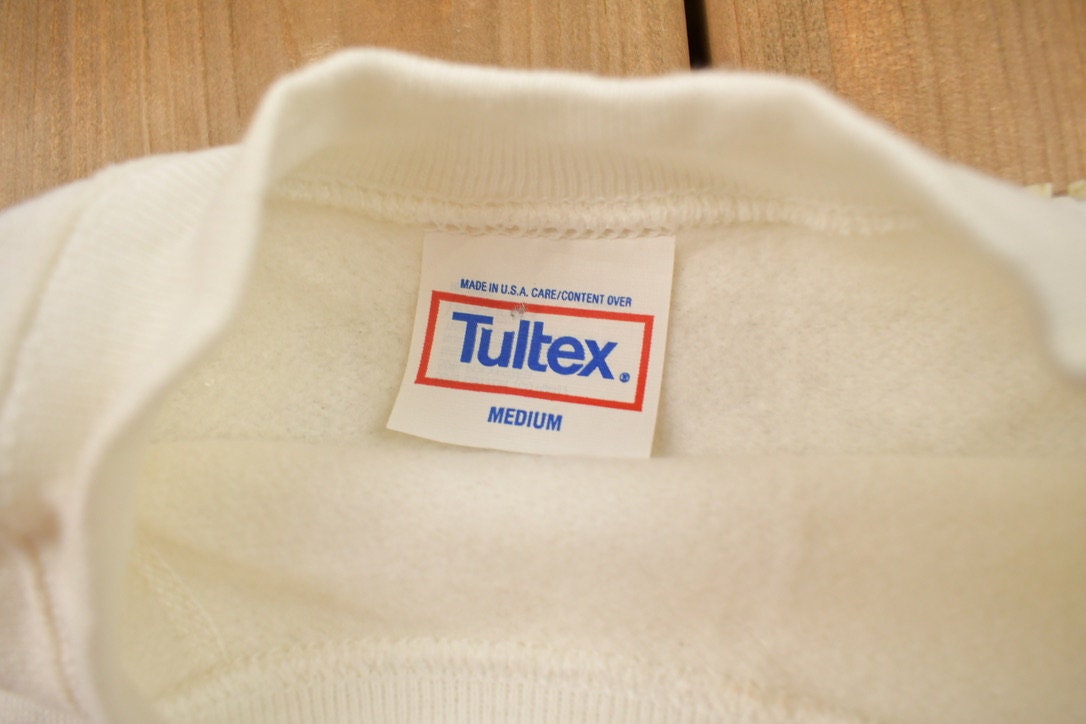 Vintage 1990s Tulltex White Crewneck Sweatshirt  90s Crewneck  Made In USA  Streetwear