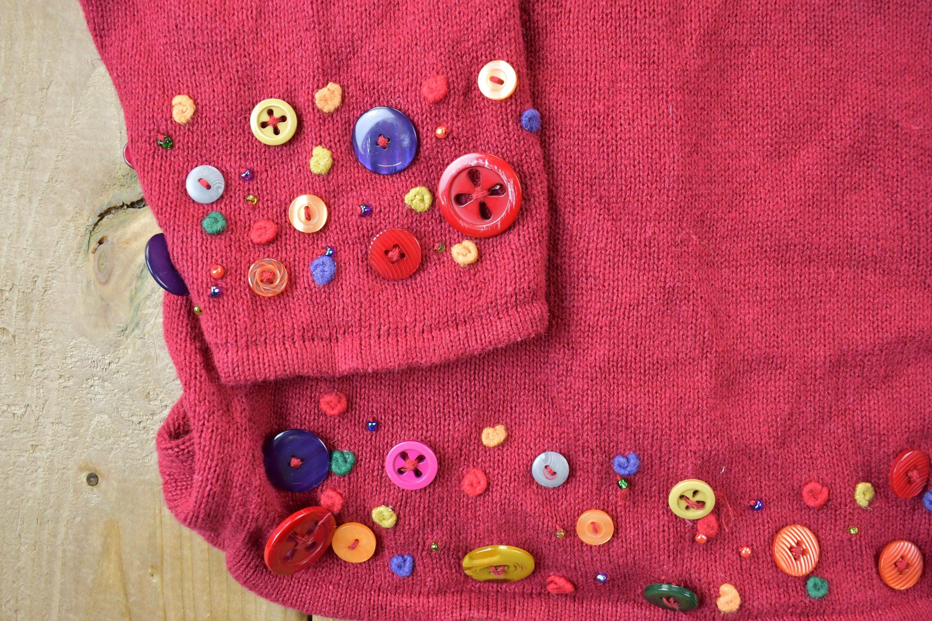 Vintage 1990s Mandal Bay Knit Button Up Christmas Sweater