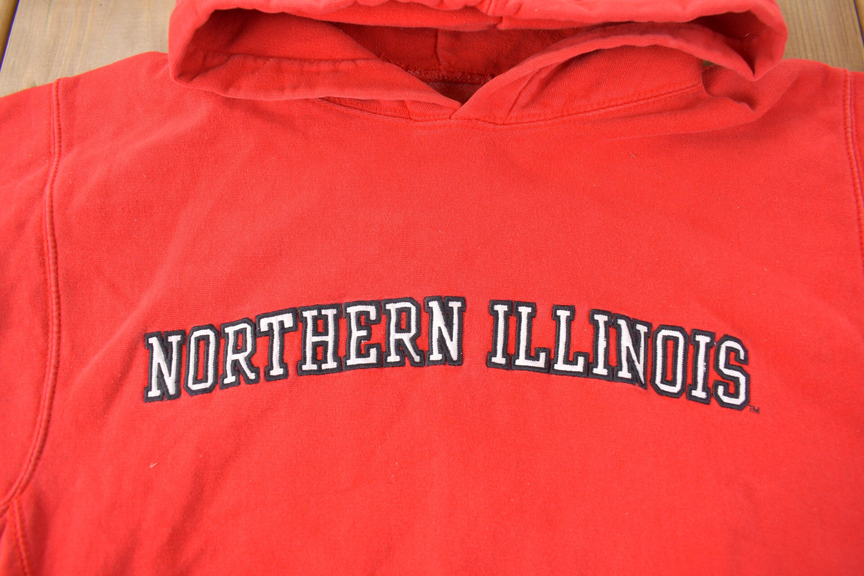 Vintage 1990s Northern Illinois University Heavy Weight Embroidered Collegiate Hoodie Size M