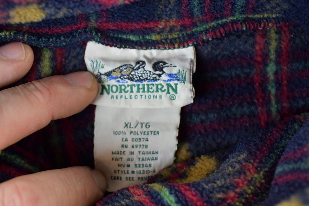 Vintage 1990s Northern Reflections Fleece Plaid Sweater