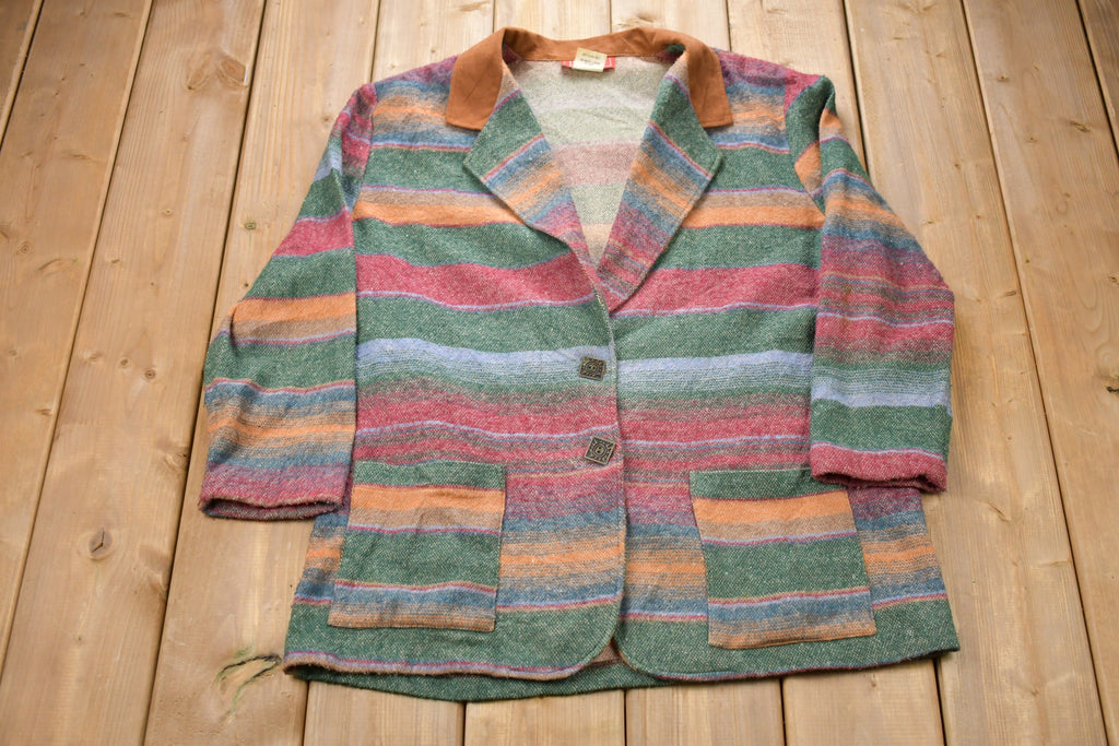 Vintage 1990s Ivy Wear Made In USA Striped Button Up Jacket