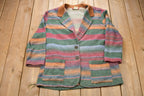 Vintage 1990s Ivy Wear Made In USA Striped Button Up Jacket