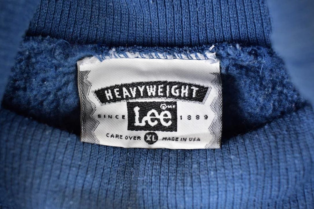 Vintage 1990s Heavyweight Lee Blank Navy Turtleneck Sweatshirt Men's L