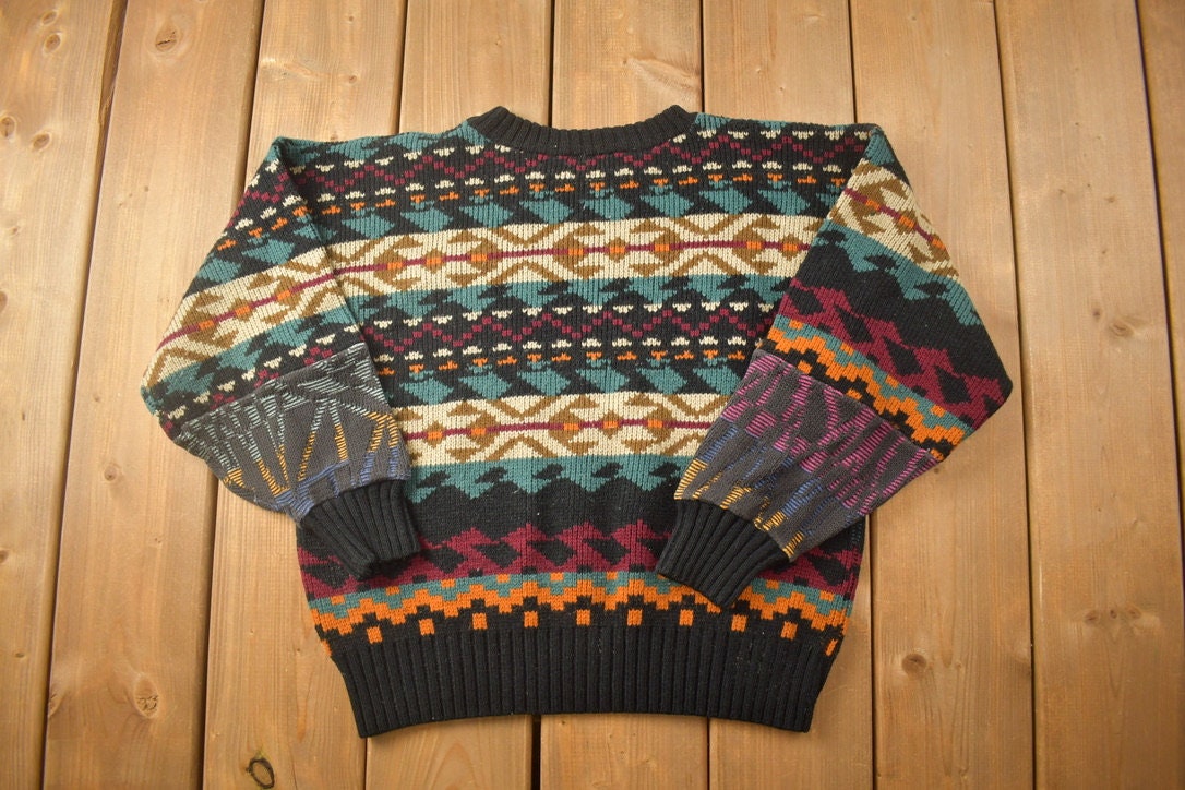 Vintage 1990s Colorful Knitted Crewneck Sweater