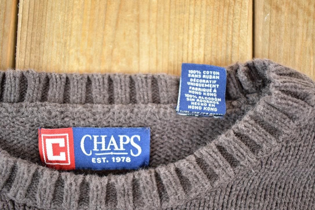 Vintage 1990s Chaps Knit Abstract Pattern Crewneck Sweater Mens M