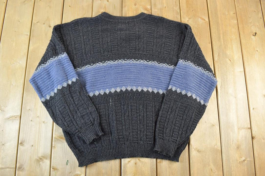 Vintage 1990s Great Canadian Rugged Wear Knit Striped Crewneck Sweater