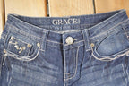 Vintage Deadstock Y2K Grace In LA Bedazzled Bootcut Low Rise Skinny Jeans Women's Size 27 x 32