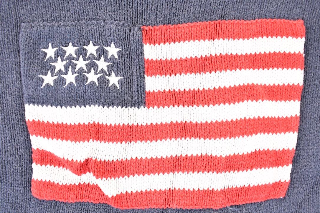 Vintage 1990s Cervelle American Flag Knit Crewneck Sweater Women's M