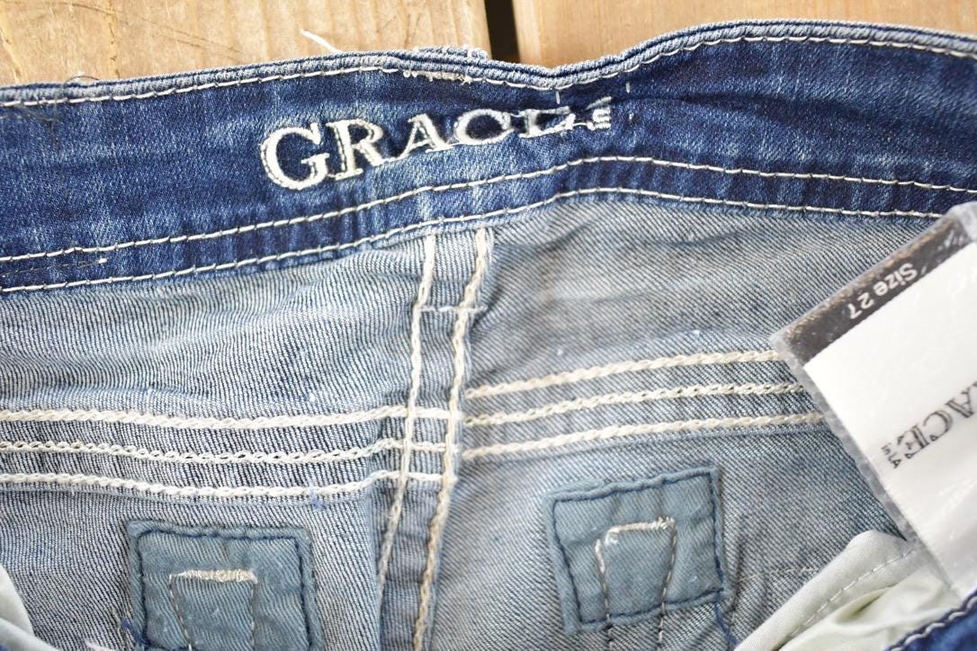 Vintage Deadstock Y2K Grace In LA Bedazzled Low Rise Jeans Women's Size 27 x 32