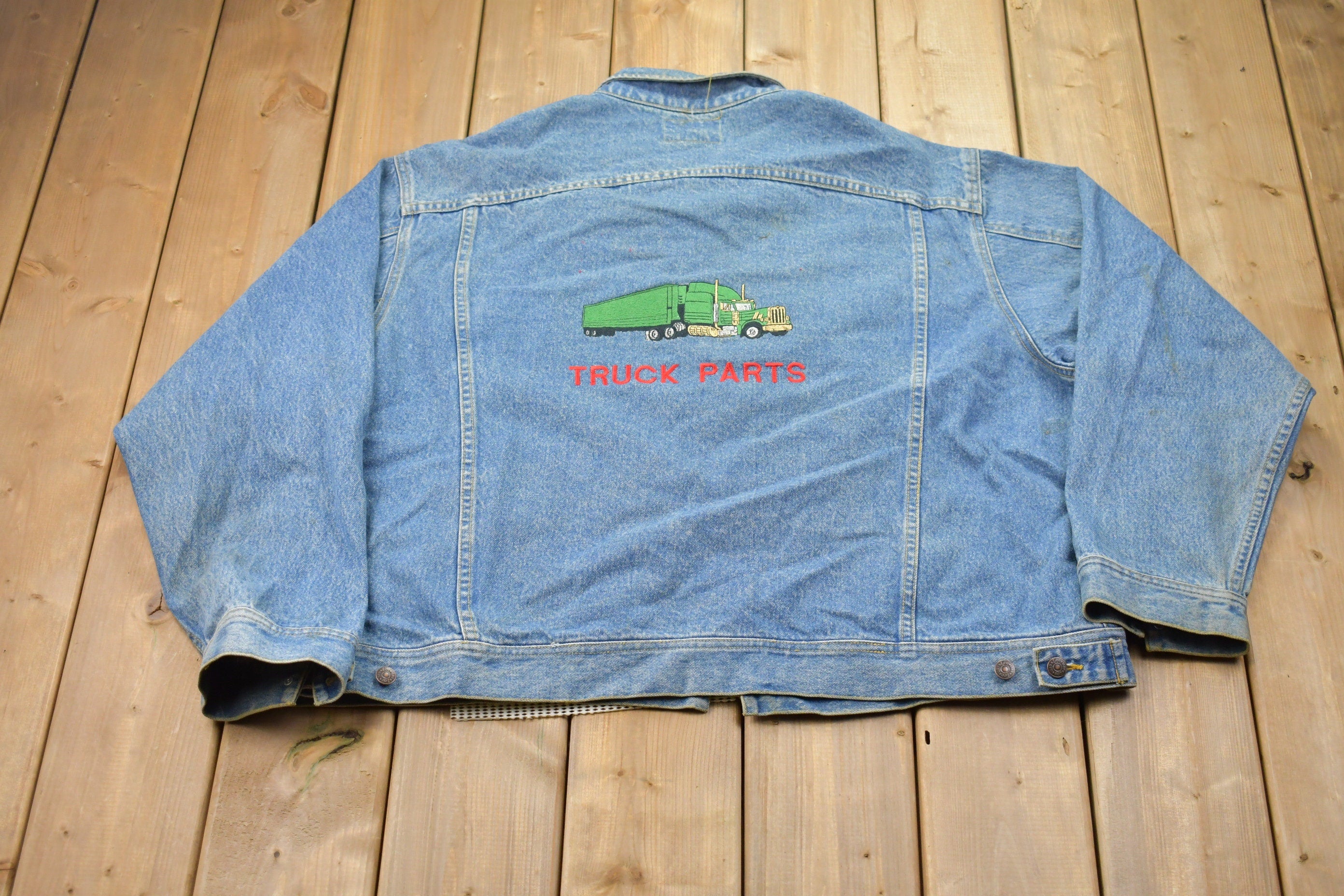 Vintage 1990s Lee Truck Parts Denim Jean Jacket