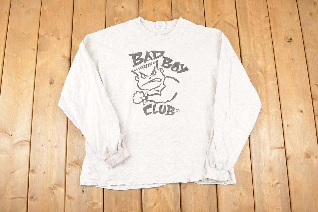Vintage 1990s Bad Boy Club Graphic Print Crewneck Shirt Mens L