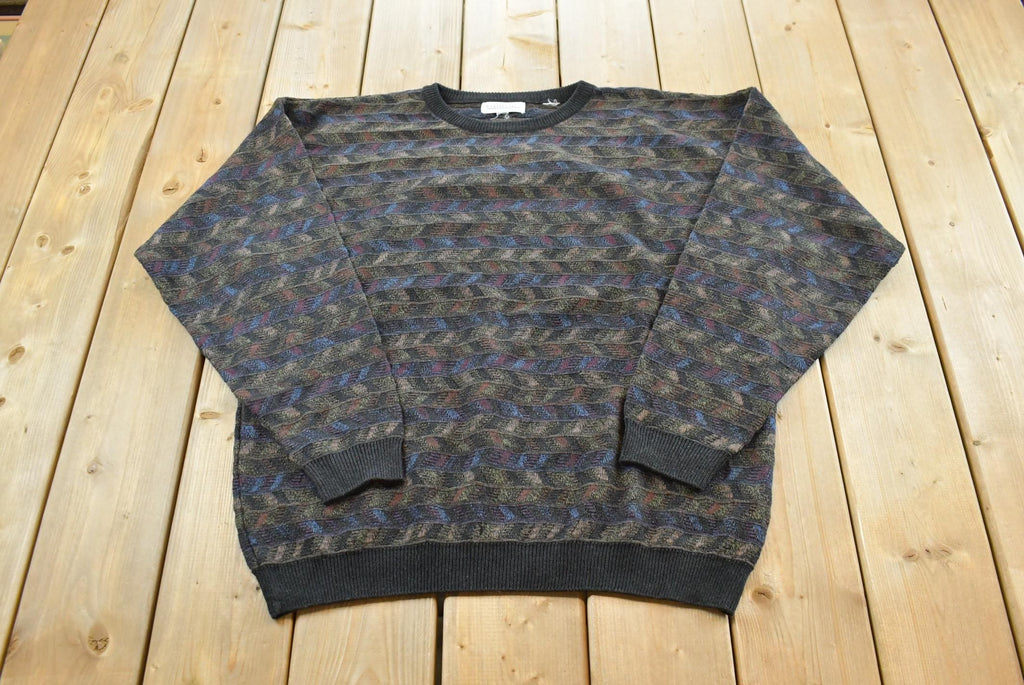 Vintage 1990s Joseph & Feiss Knit Crewneck Sweater Mens XL / 90s Crewneck / Streetwear / Preppy / Essentials / Basics