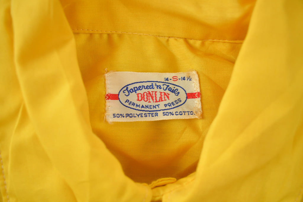 Vintage 1960s Blank Yellow Tapered N' Tails Button Up Shirt  Spear Collar Shirt  1960s Button Up  Vintage Flannel  Basic Button Up