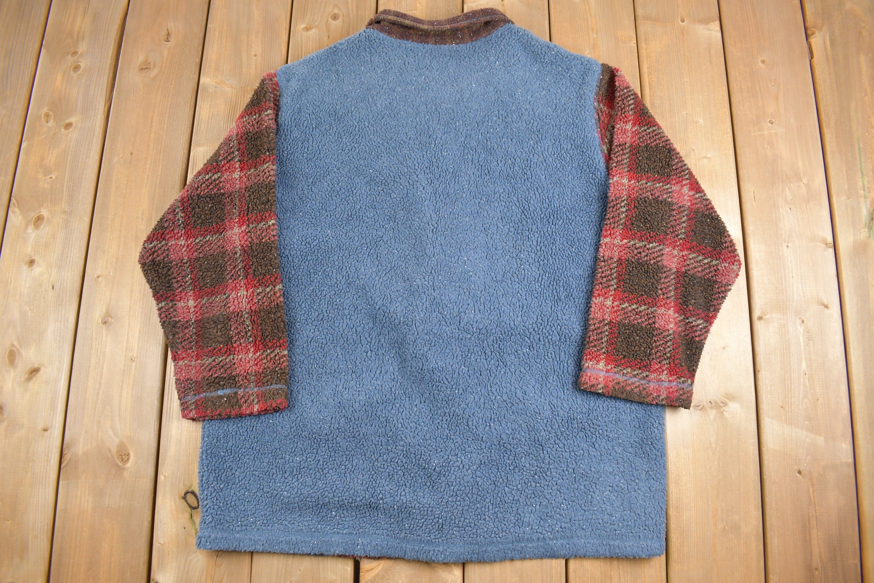 Vintage 1990s Koret City Blues Plaid Fleece Sweater