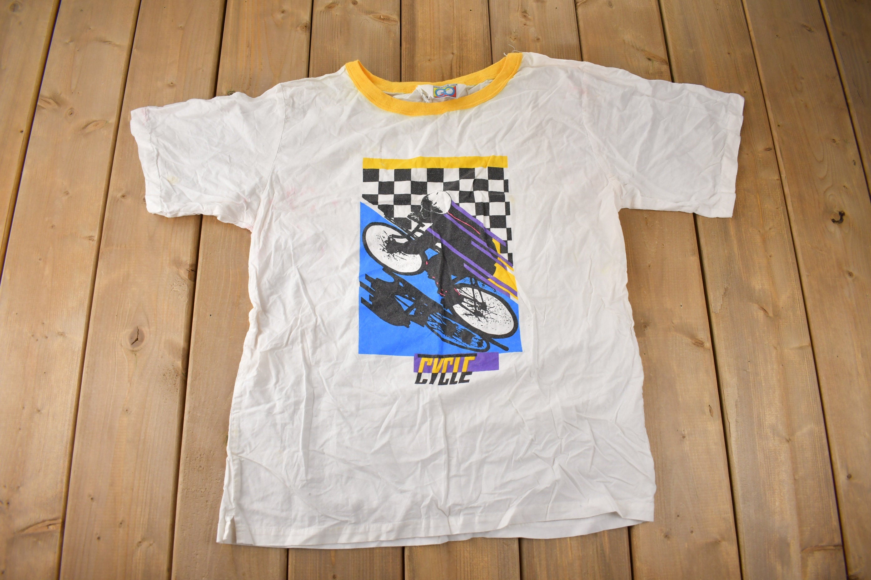Vintage 1980s Cycling Graphic Single Stitch Graphic T Shirt
