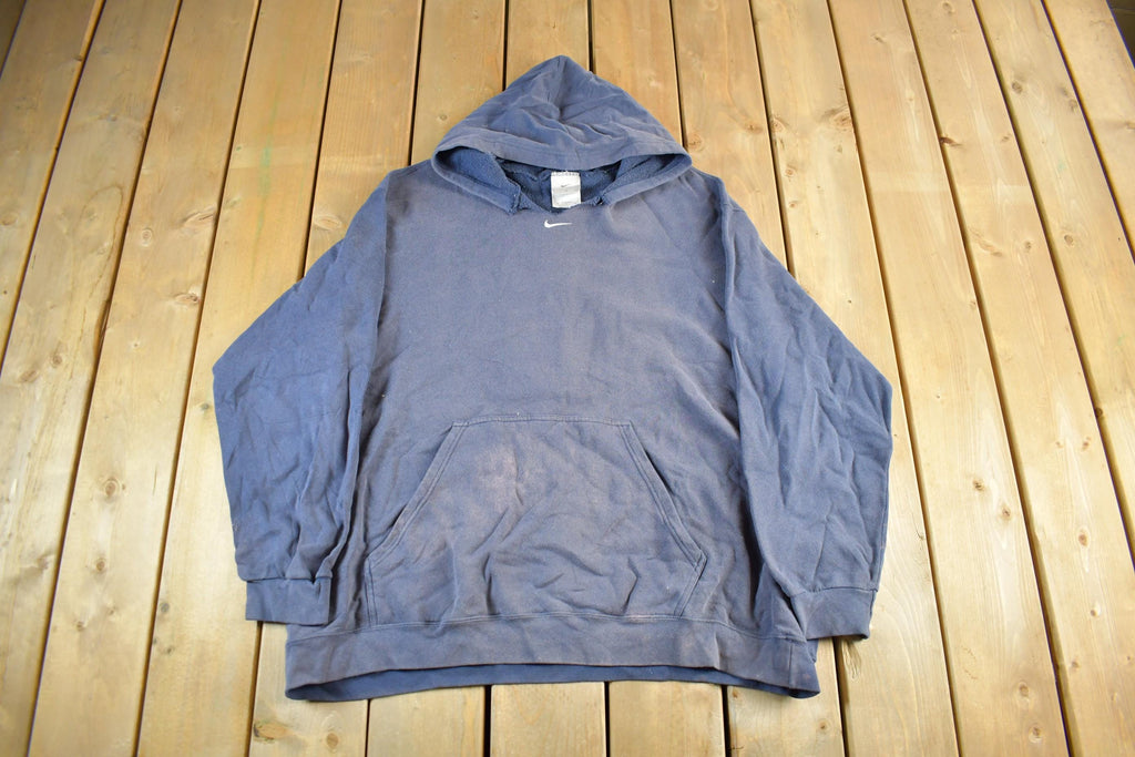 Vintage 1990s Nike Embroidered Mini Middle Swoosh Hoodie Men's 2XL