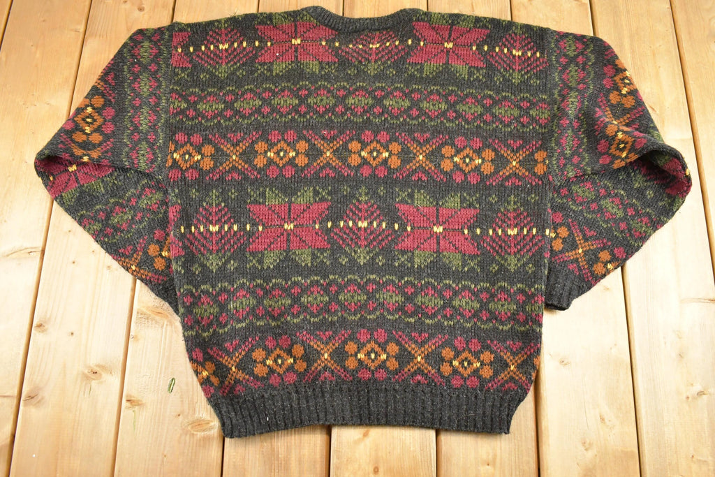 Vintage 1990s Honors Knit Crewneck Sweater Womens L  90's Abstract Pattern 3D Knitted Sweatshirt