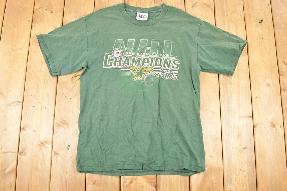 Vintage 1998 Dallas Stars Stanley Cup Champions Souvenir Graphic Print T-Shirt Men's L