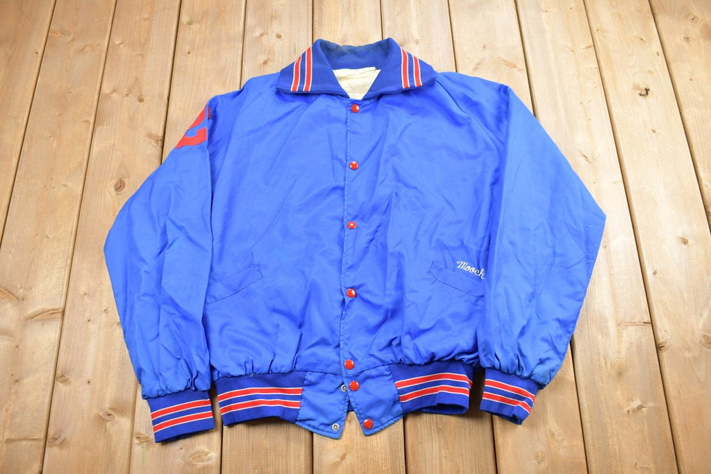 Vintage 1970s Holloway Roush Sporting Goods Satin Bomber Jacket Made in USA