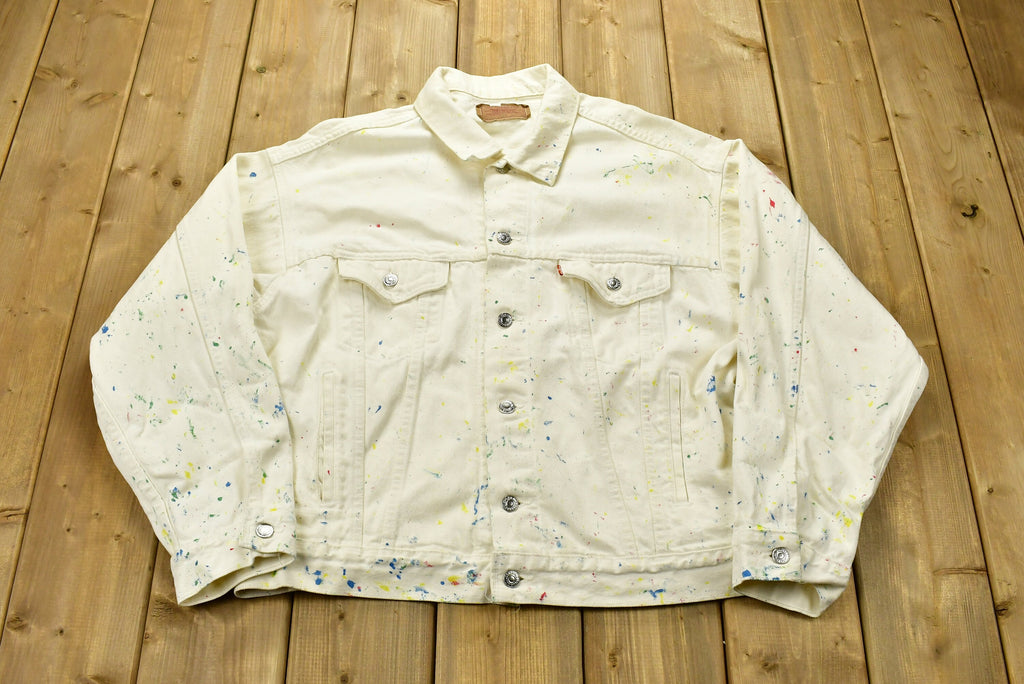 Vintage 1990s Levi's Confetti Painted Denim Jean Jacket