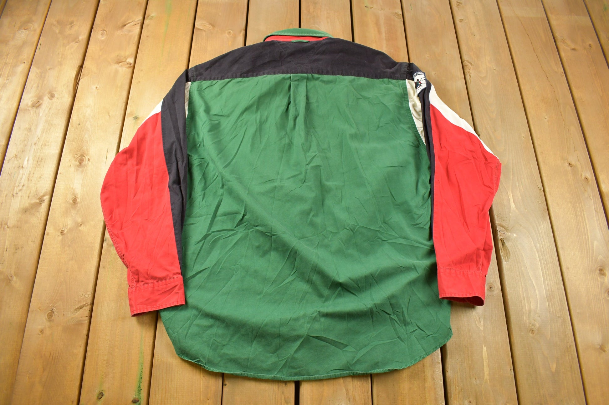 Vintage 1990s Tommy Hilfiger Embroidered Flag Patches Button Up Shirt