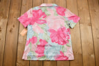 Vintage 1960s Deadstock Floral Quarter-Button Up Short Sleeve Blouse  Retro Fashion  Beachwear  Vintage Womenswear  Made in USA