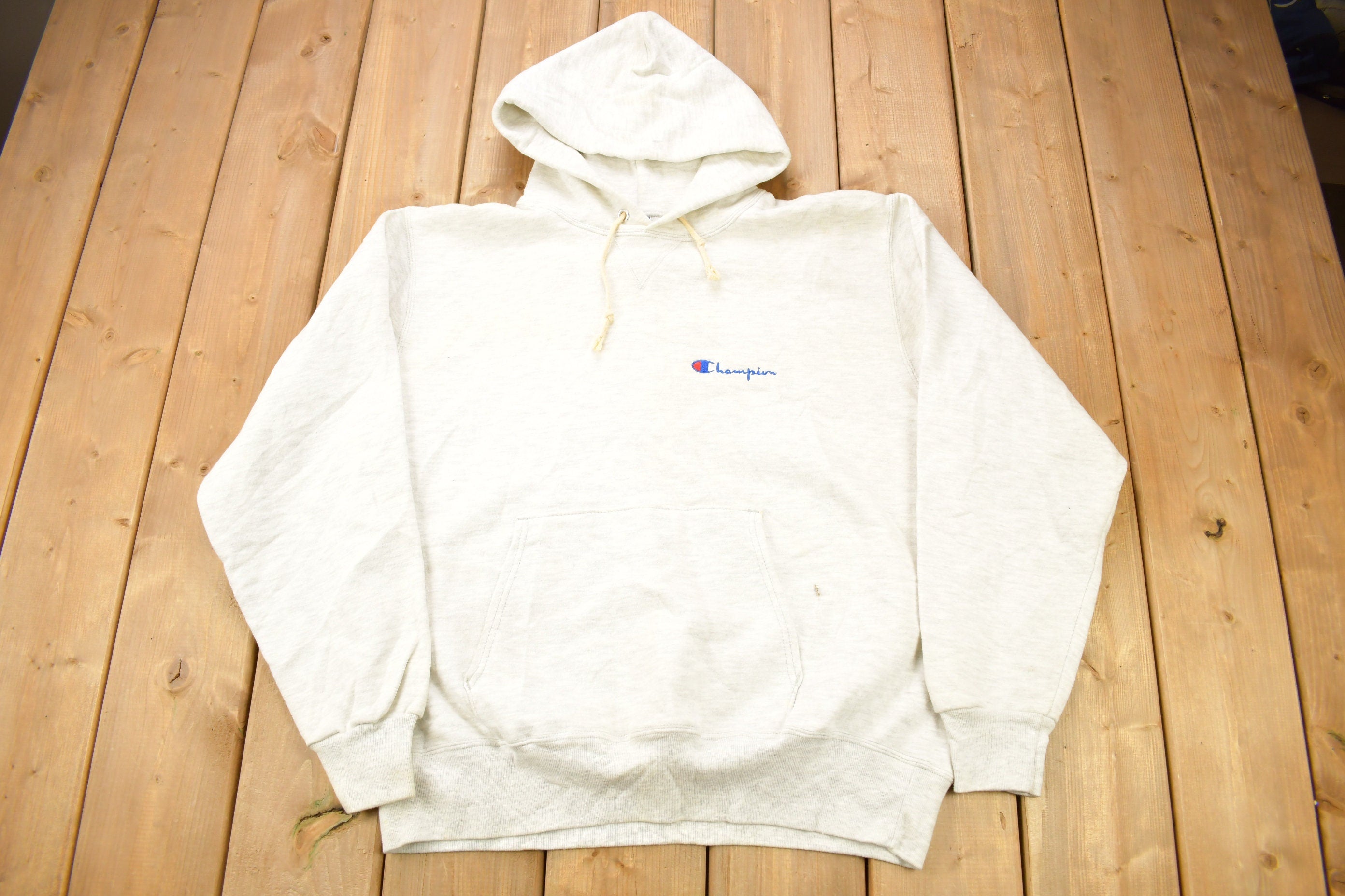 Vintage 1990s Champion Small Logo Grey Hoodie