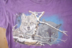Vintage 1990s Sudbury Wolves Theme Single Stitch Graphic T-Shirt Made In Canada