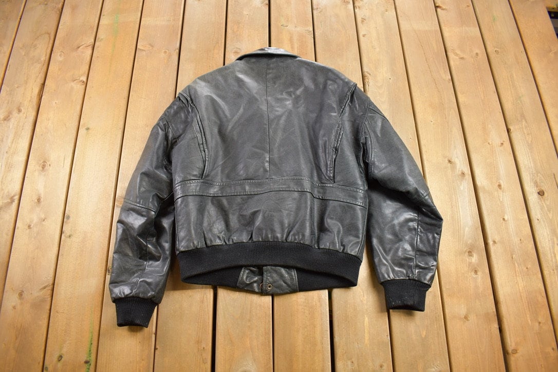 Vintage 1990s Aeropostale Olde Hide House Leather Bomber Jacket