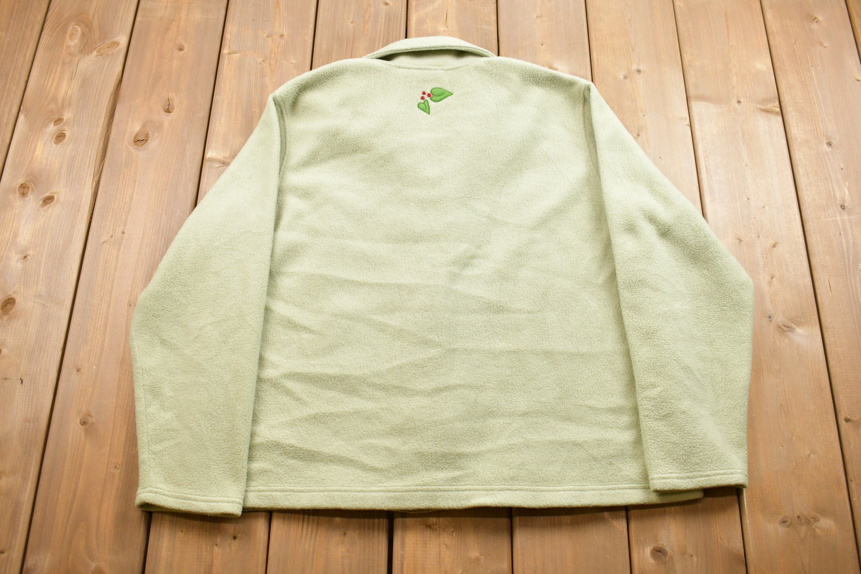 Vintage 1990s Floral Zip Up Fleece Sweater