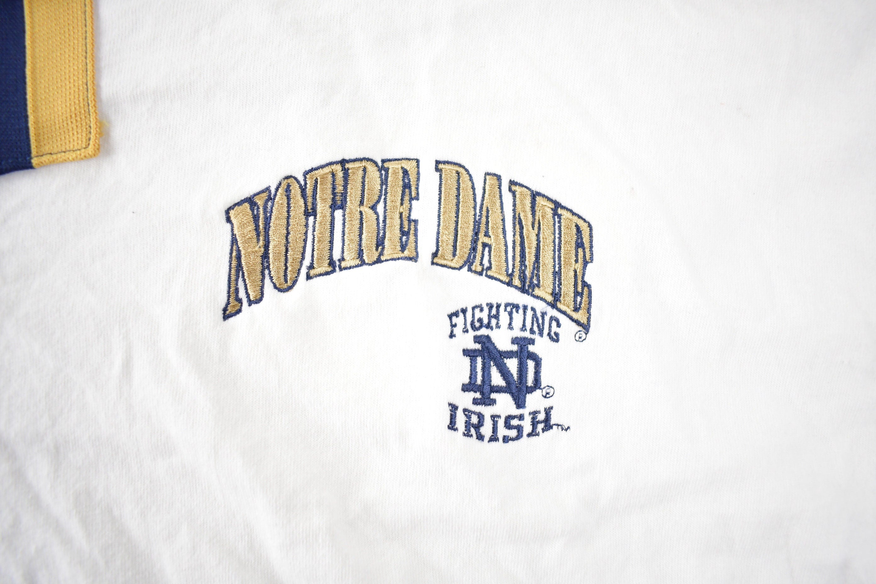 Vintage 1990s Notre Dame Fighting Irish Embroidered Collegiate Long T-Shirt Made In USA Size M