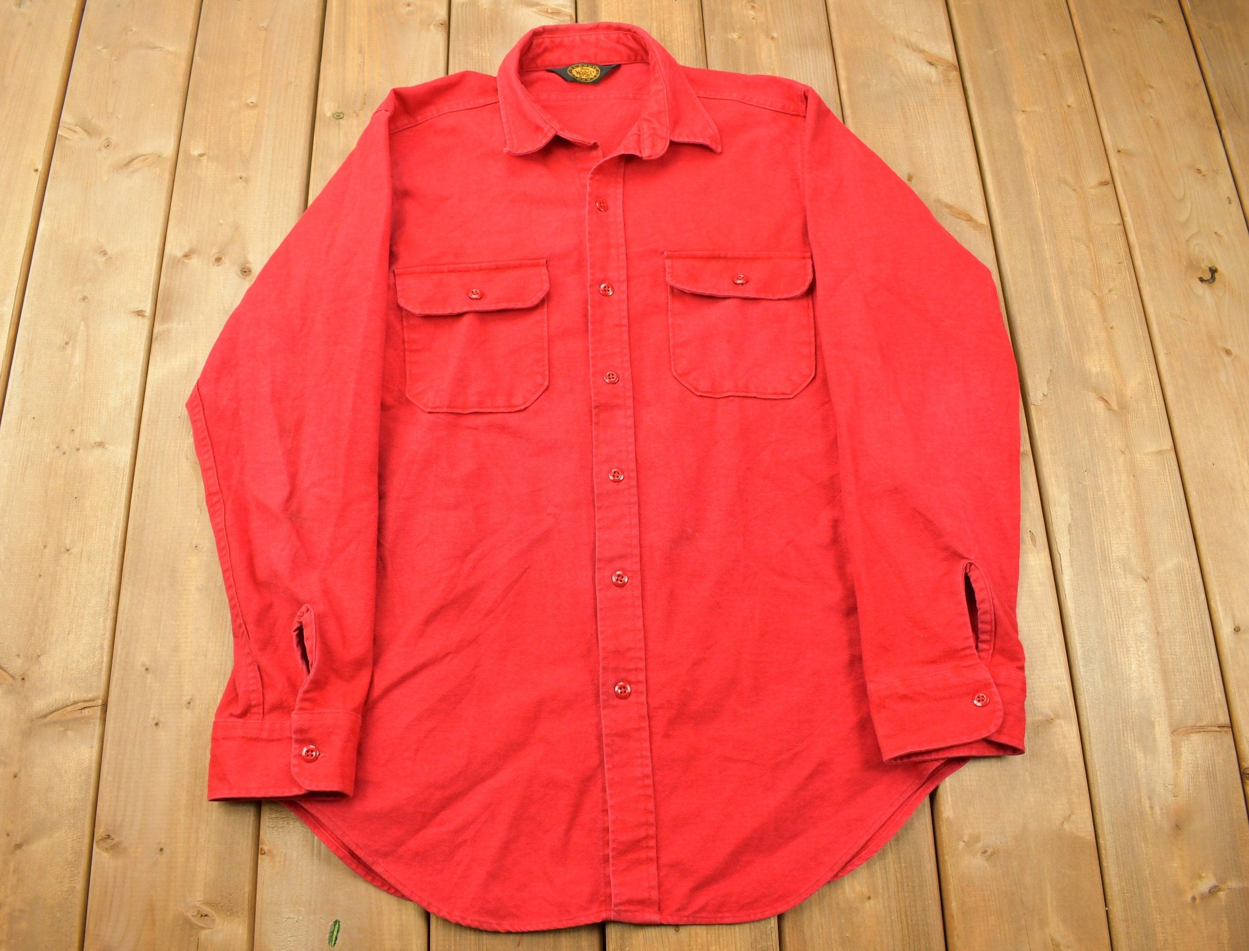 Vintage 1980s Red Woolrich Button Up Shirt Vintage Flannel