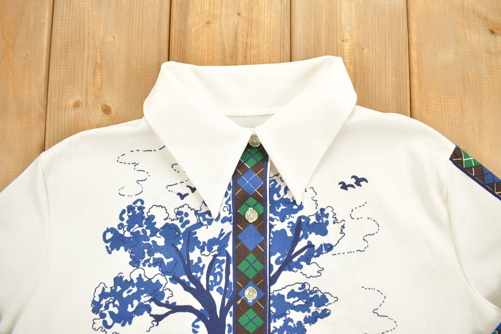 Vintage 1980s All Over Print House Themed Button-Up Shirt
